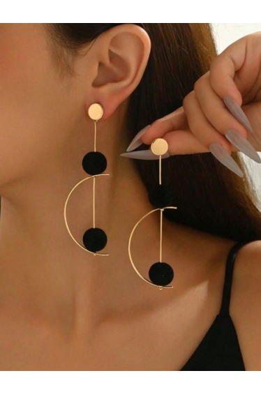 Geometric Half Circle Long Earrings