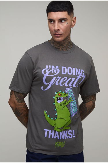 Tall Regular Rugrats Reptile License Print T-shirt - charcoal