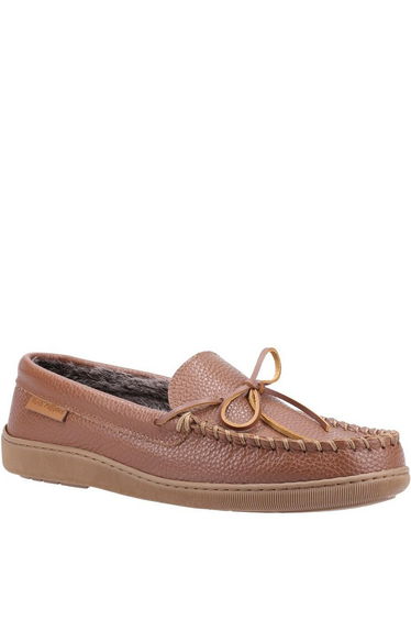 Hush Puppies Mens Ace Leather Slippers - Tan