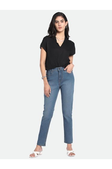 Mid Wash Slim Fit Mid-Rise Jeans