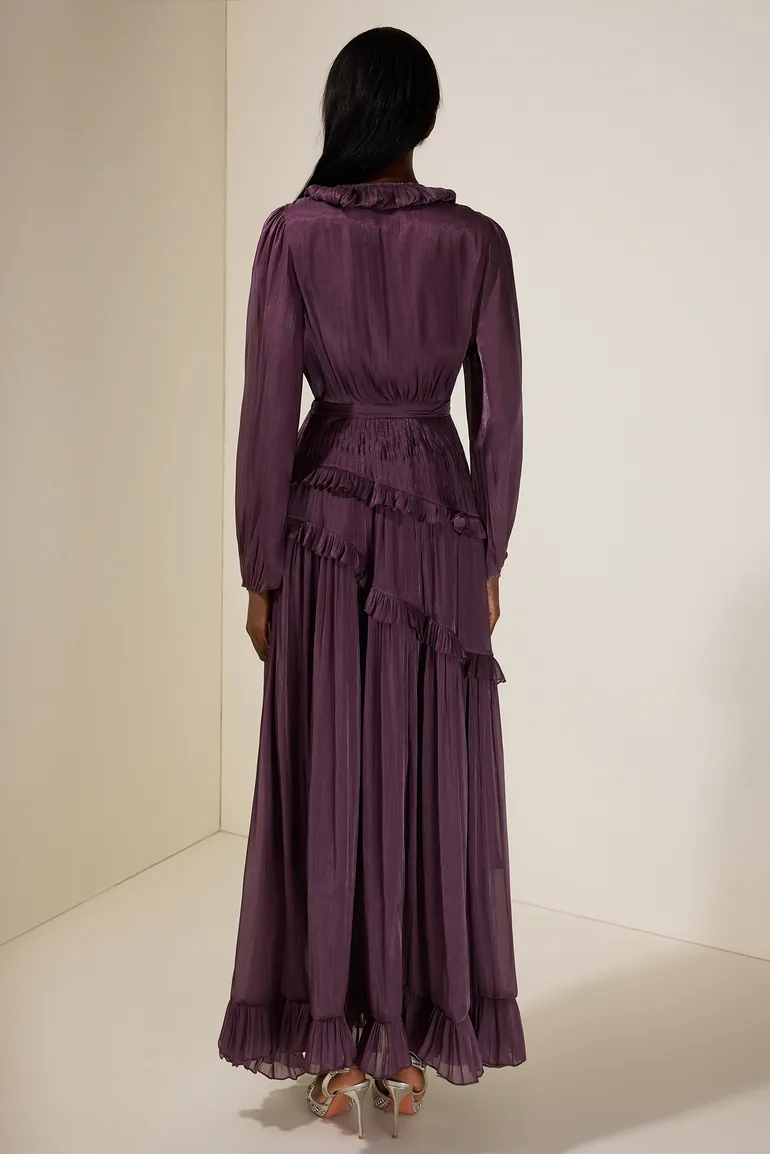 فستان ميدي بكسرات برباط - 1