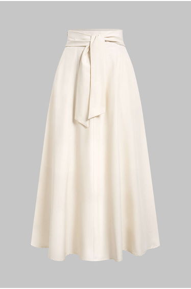High Waist Tie-Up Ruched A-Line Skirt