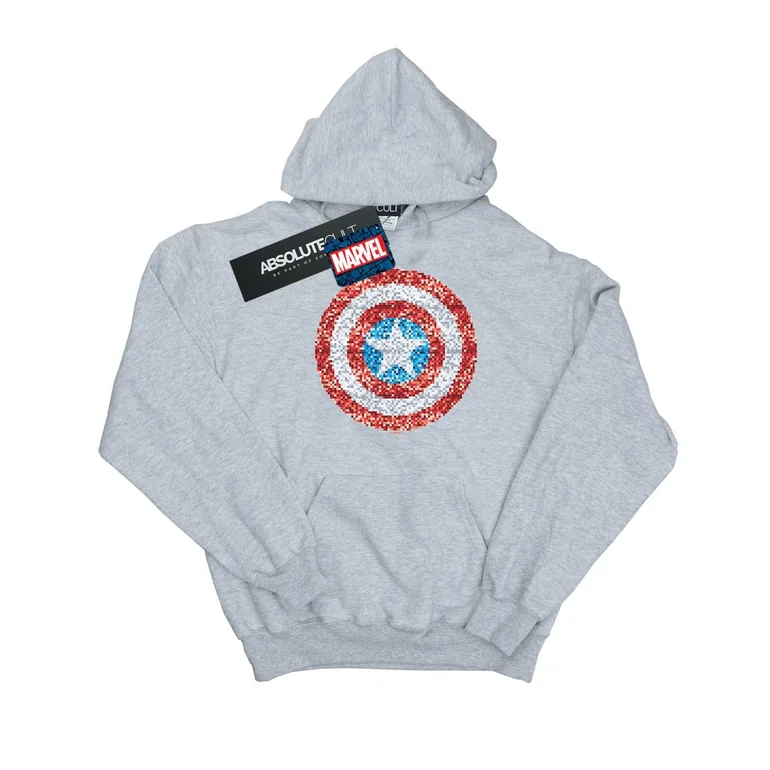 Marvel Girls Captain America Pixelated Shield Hoodie - Sports Grey - 1