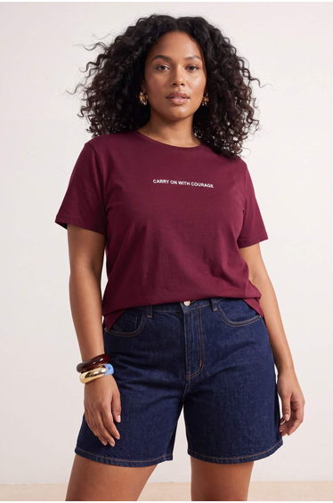 Mürdüm Fit Slogan Printed Crew Neck 100% Cotton Knitted Oversize T-Shirt