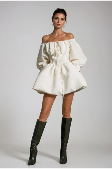 Daoud Off Shoulder Ruch Mini Dress