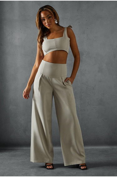 Tailored Tie Shoulder Square Neck Top