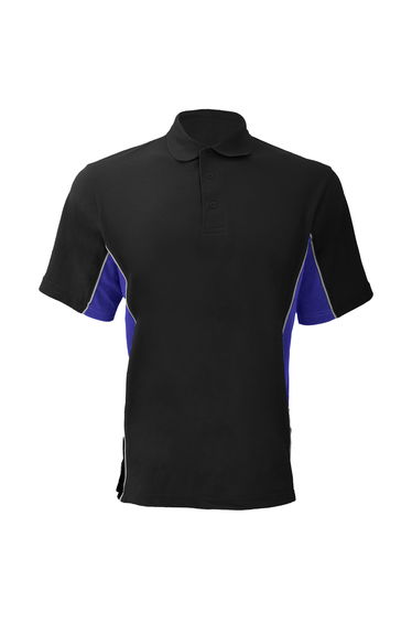 Gamegear® Mens Track Pique Short Sleeve Polo Shirt Top - Black/Royal/White