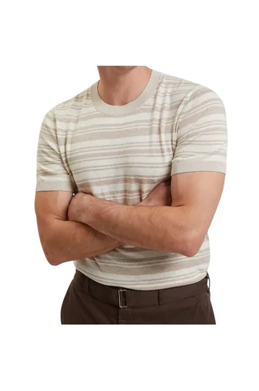 Ted Baker Mens Knitted Ribbed T-Shirt - Ecru