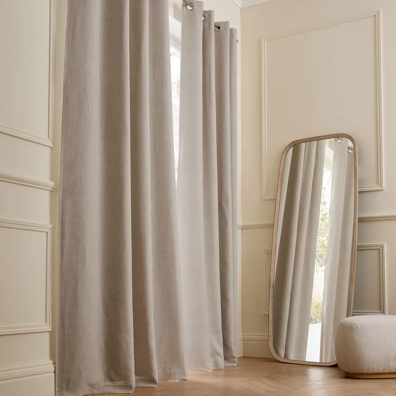 Private Washed Linen Curtain with Eyelet Header - 1