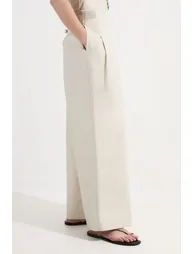 Archive Collection - Tailored Cotton Pintuck Grosgrain Wide Leg Trouser - 1