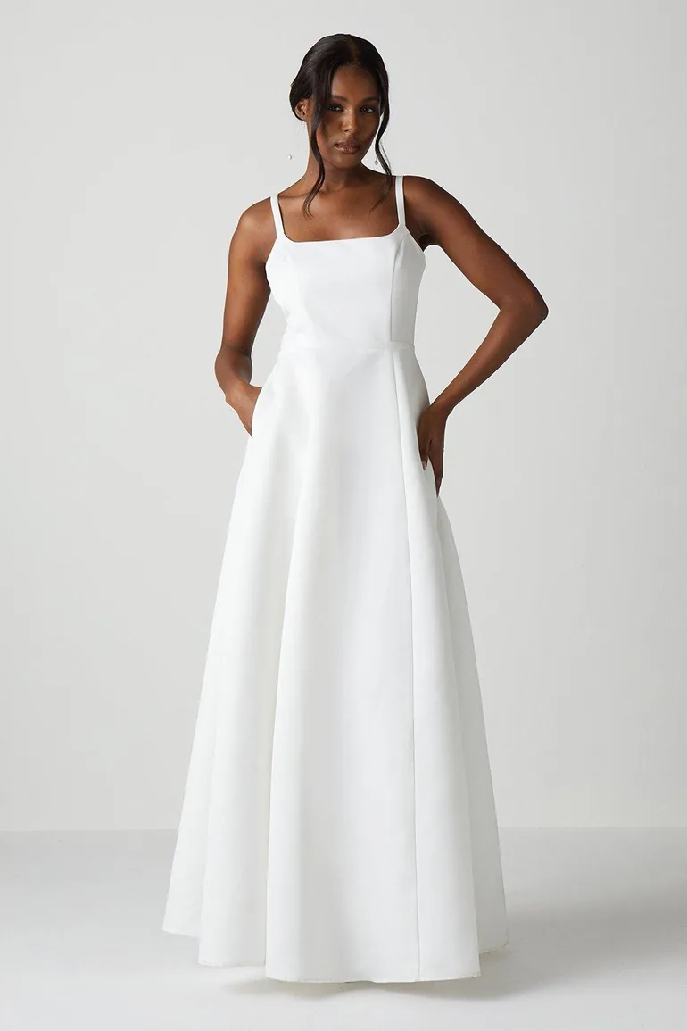 Structured Satin Corset Full Skirt Wedding Dress
