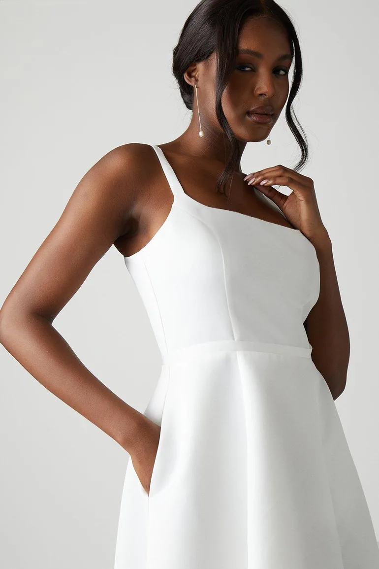 Structured Satin Corset Full Skirt Wedding Dress - 3