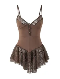 Brown jersey buttoned plain capless babydoll - 3