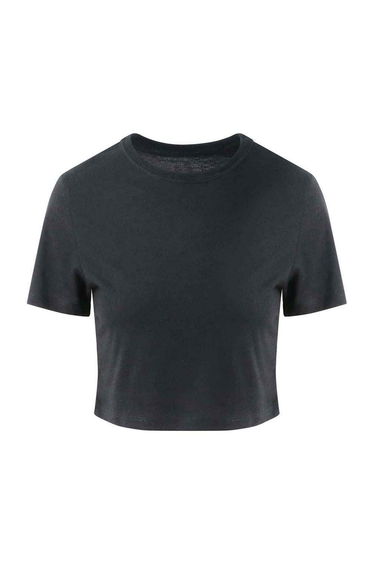 Awdis Womens/Ladies Girlie Cropped T-Shirt - Solid Black