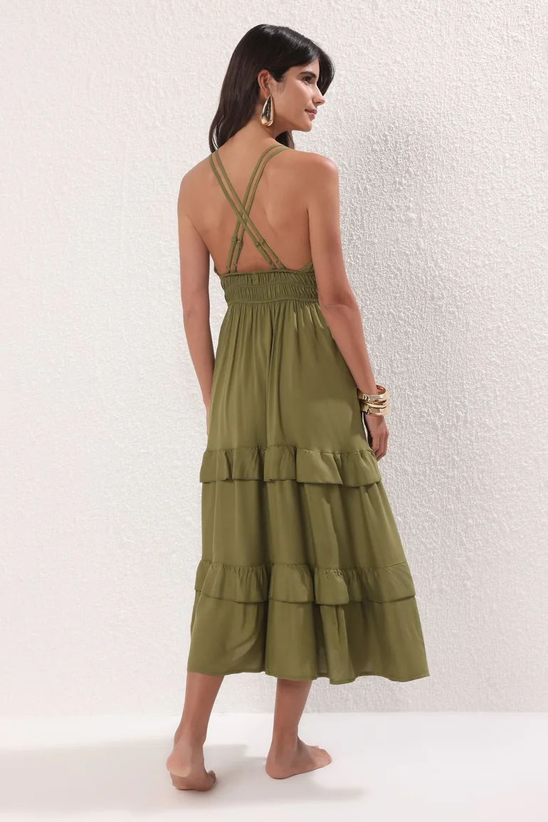 Khaki Maxi Woven Beach Dress Trendyol Green : Coverups : VogaCloset Jordan Khaki Maxi Woven Beach Dress Trendyol Green : Coverups : VogaCloset Jordan