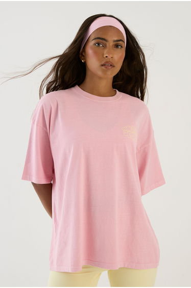 DSGN Studio Bubble Polka Dot Print Overdyed Oversized T-Shirt - light pink