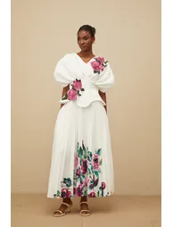 Pétale White Rose Appliqué Maxi Dress