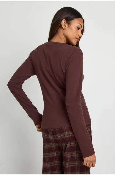 سويتشيرت بوهو بني بأكمام طويلة - للحوامل