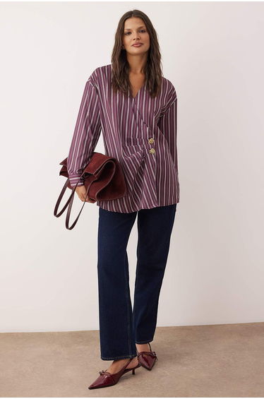 Multicolor Regular Terrycotton Striped Woven Hijab Shirt