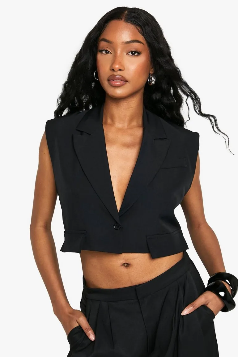 Shoulder Pad Plunge  Waistcoat - 3