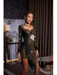 Omari Long Sleeve Rhinestone Midi Dress - 4