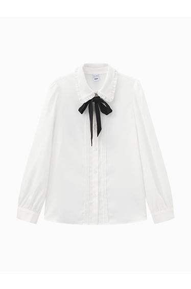 Women's Ruffle Tie Neck Shirt