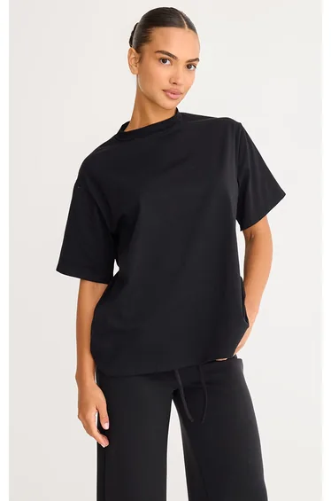 Black Cotton Basic Oversized T-shirt