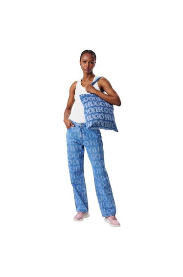 Hugo Roselyn All-Over Print Denim Tote Bag - Blue