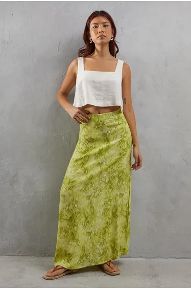 Viscose Snake Print Bias Maxi Skirt