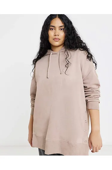 Popper Side Longline Hoodie
