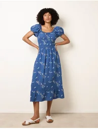 Embroidery Milkmaid Midi Dress - 3