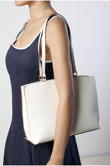 Mariella Faux Leather Tote Bag in Cream