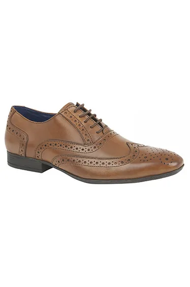 Route 21 Mens 5 Eye Brogue Oxford Shoes - Tan