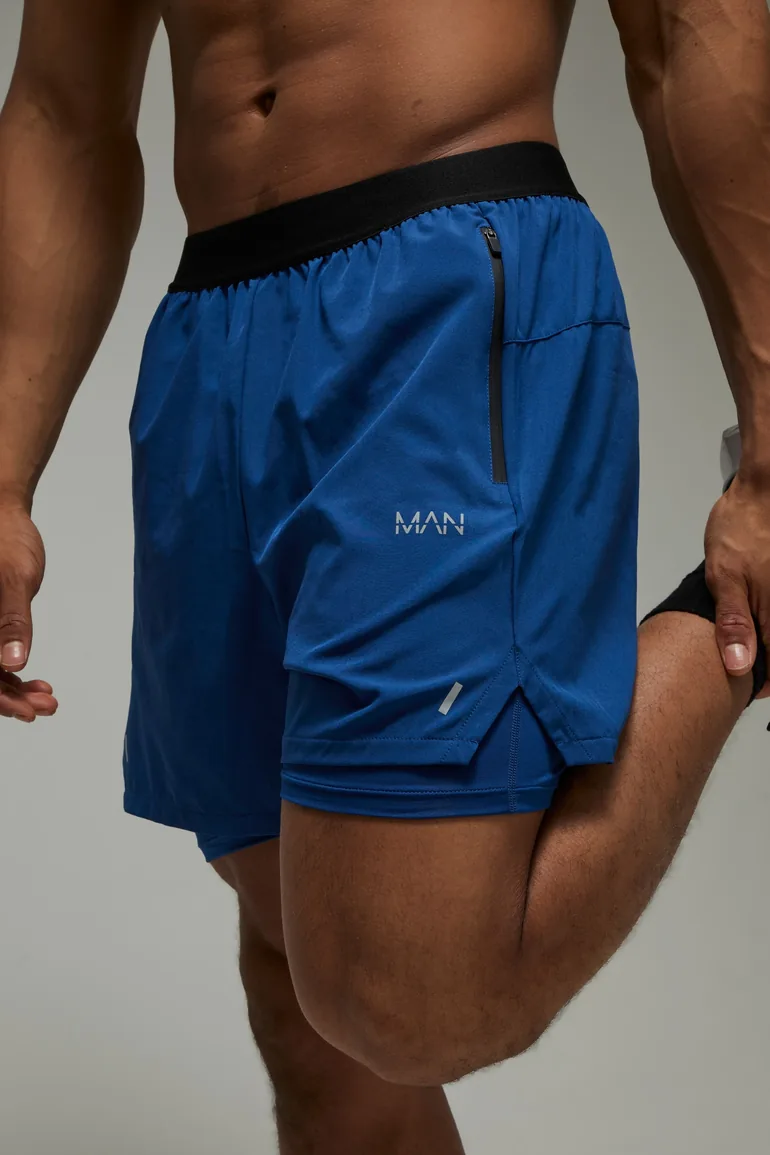 Man Active Stretch Woven 2in1 Shorts - navy - 2
