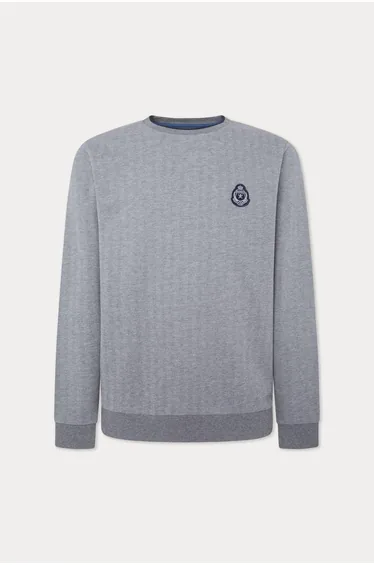 Heritage Herringbone Crest Logo Crew Sweat Grey