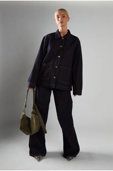 Dark-Indigo Wide-Leg Jeans