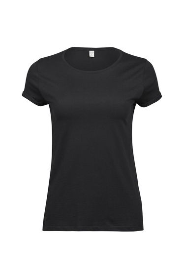 Tee Jays Womens/Ladies Roll-Up T-Shirt - Black
