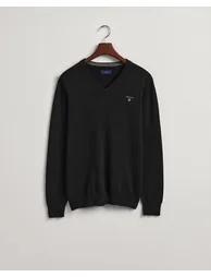 Men's Gant Classic Cotton V-Neck Sweatshirt in Black