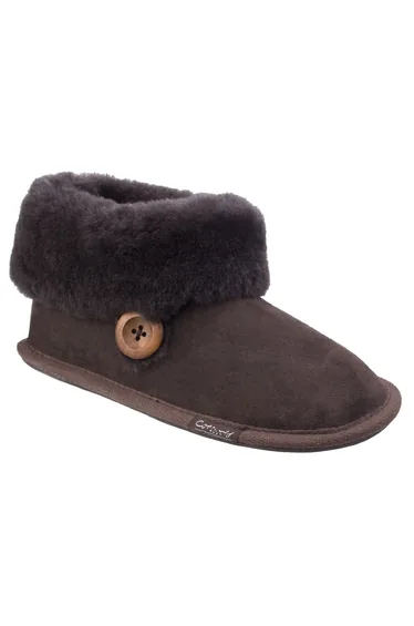 Cotswold Womens/Ladies Wotton Sheepskin Soft Leather Booties - Chocolate