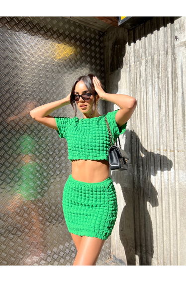 Textured Green Crop Top