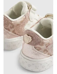 Mini Girls White Monogram Glitter Trainers - 3