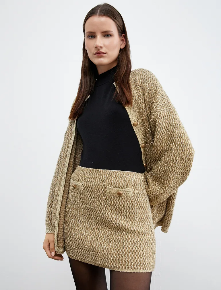 Glitter Knitted Mini Skirt - 1