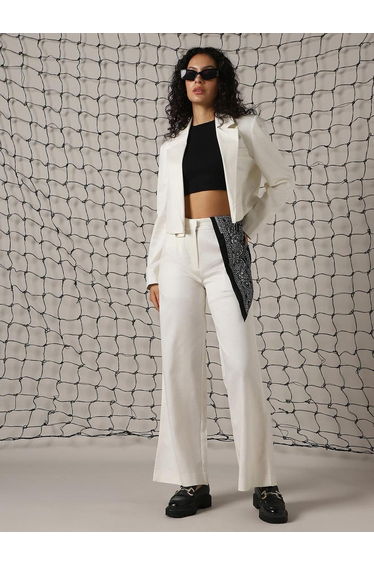 Solid High Rise Trousers with Belt Loops