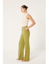 ELASTICATED WAIST WIDE LEG TROUSERS - 1