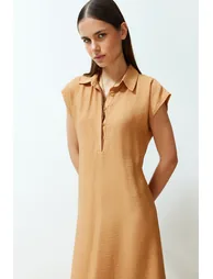 Camel Woven Dress - 4