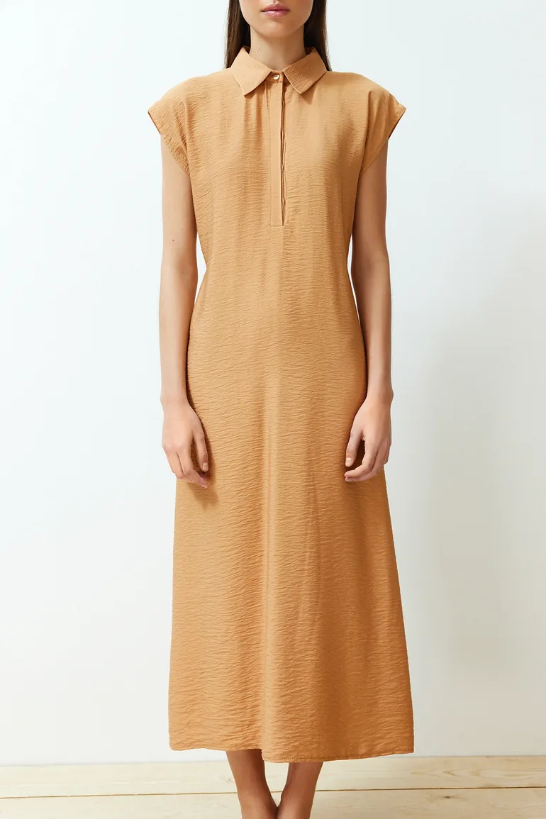 Camel Woven Dress - 6