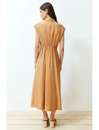 Camel Woven Dress - 5