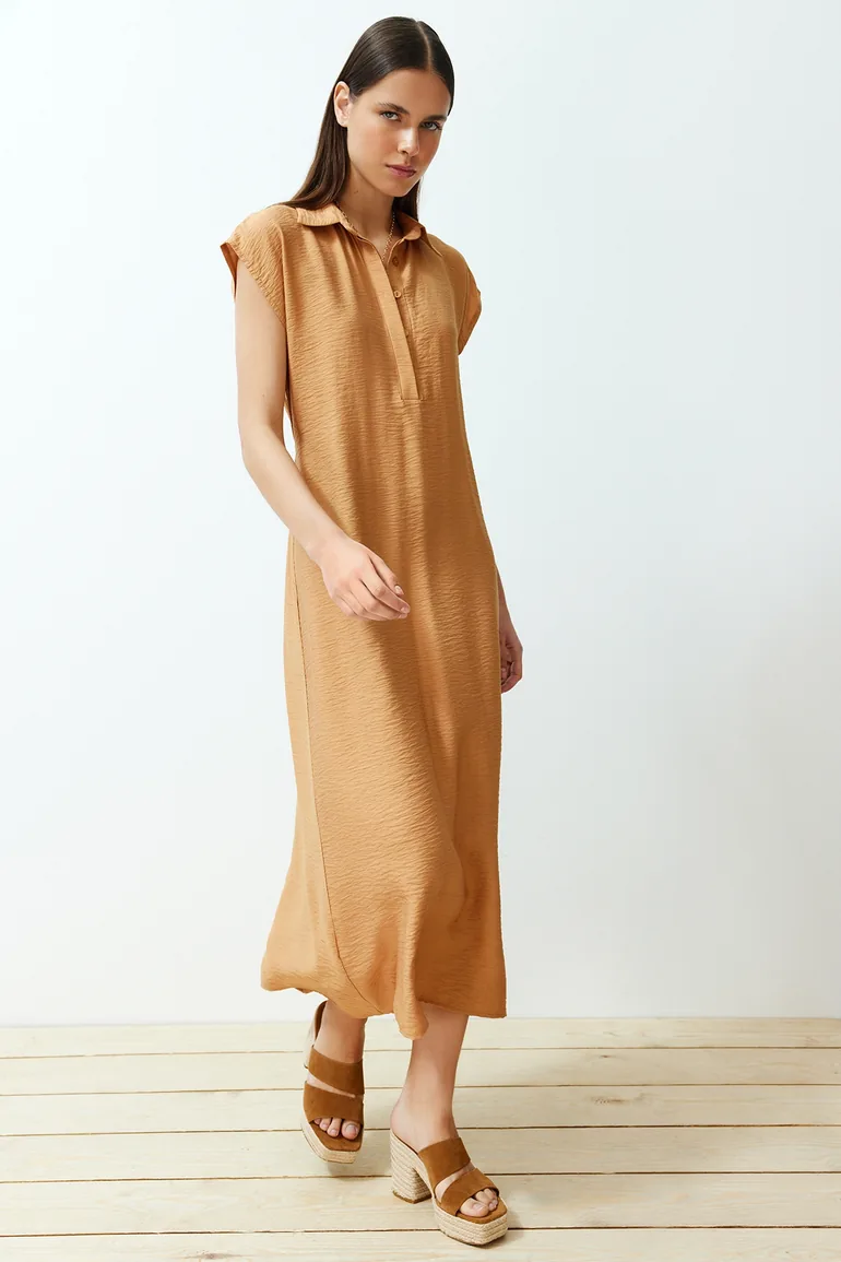 Camel Woven Dress - 1
