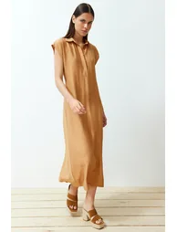 Camel Woven Dress - 1