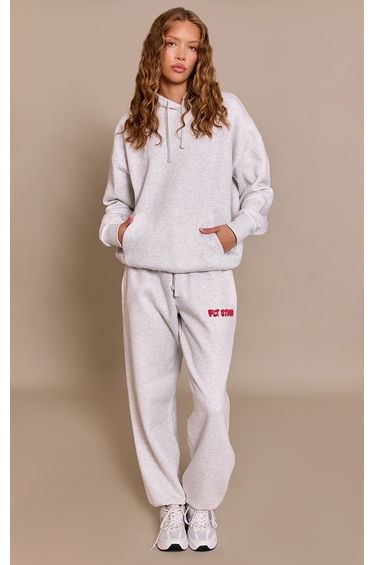 Ash Grey PLT Studio Print Oversized Hoodie